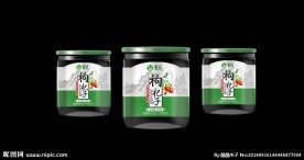 简约枸杞干包装瓶贴展开图