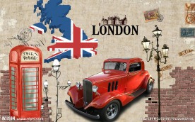 英伦风欧美建筑KTV酒吧壁纸壁