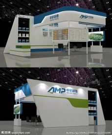 蓝白简约 展台 展览