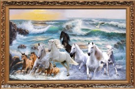 惊涛拍岸 八骏图