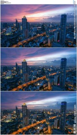 繁华曼谷都市日落