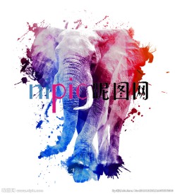 非洲草原象创意唯美水彩