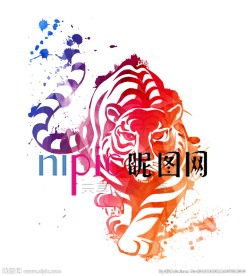 彩虹色老虎动物装饰画