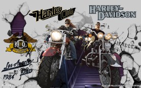 哈雷摩托车骑士破墙背景墙