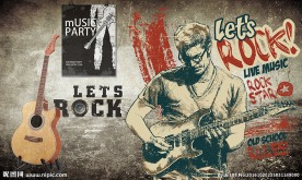 摇滚复古 KTV背景墙