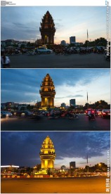 柬埔寨城市车流建筑