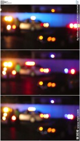 夜晚闪烁的警车灯光