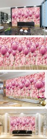 3D郁金香花朵电视背景墙