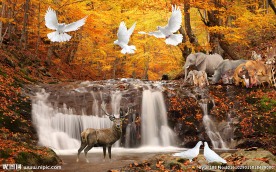 原始森林动物背景墙