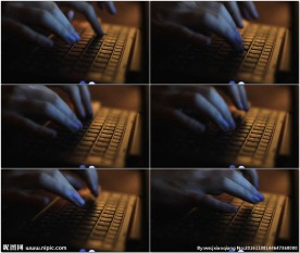 夜晚敲键盘打字办公