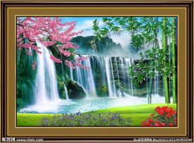 山水风景 竹子图