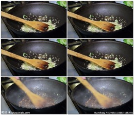 油锅翻炒烹饪视频