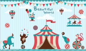 卡通动物杂技背景