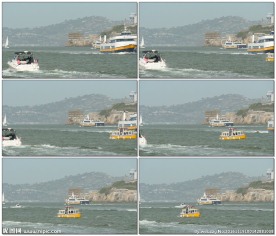 船只通过旧金山恶魔岛