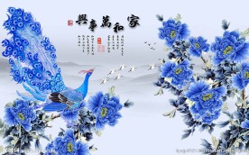 家和万事兴中式背景墙