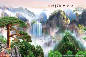 江山如画中式背景墙