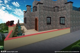 室外屋前景观人工河园林景观