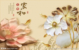 家和荷花背景墙