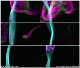 明亮的蓝色和粉红色的烟雾