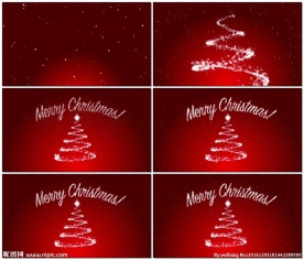 红色背景圣诞节闪光字样视频