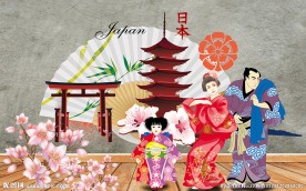 日本主题系列日本料理背景墙