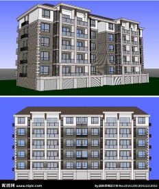 多层住宅建筑草图大师模型