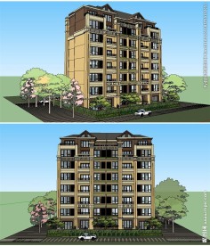 多层洋房建筑草图大师SU模型