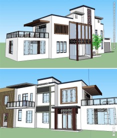 中式别墅建筑草图大师SU模型