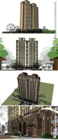 新古典高层住宅建筑草图大师SU