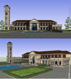 古典会所建筑草图大师SU模型