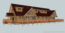 双拼木屋别墅SU模型