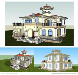 欧式别墅建筑草图大师SU模型