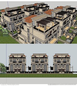 别墅群建筑草图大师SU模型