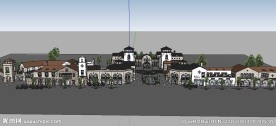 西班牙商业街草图大师SU模型
