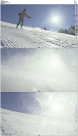 滑雪者滑雪雪花飞舞挡住相机