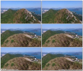 山顶鸟瞰壮观景色视频