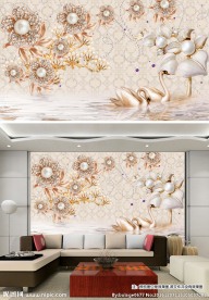 金色天鹅珠宝背景墙