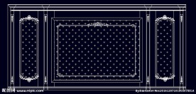 家装CAD实木背景雕花墙板