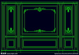 家装CAD实木背景雕花墙板