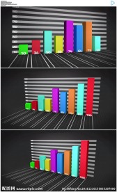 彩色的3D空间柱状图增长动画