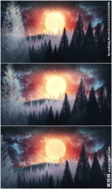 冬季下雪森林太阳升起动画