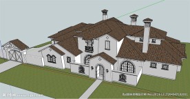 西班牙豪宅建筑草图大师SU模型