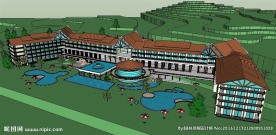 东南亚度假酒店建筑草图大师SU