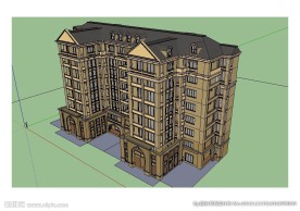 法式高层住宅建筑草图大师模型