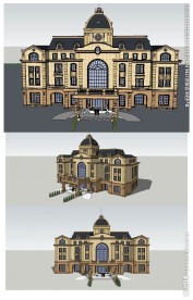 法式会所建筑草图大师SU模型