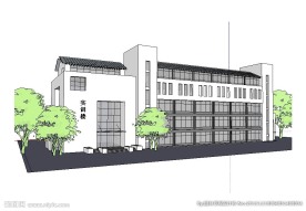 办公实训楼建筑草图大师SU模型