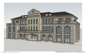 欧式办公楼模型建筑草图大师SU