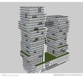 高层办公楼建筑草图大师SU模型