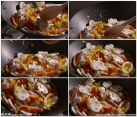 蔬菜在锅中翻炒烹饪的高清视频
