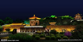 景观角亭浮雕墙照明设计